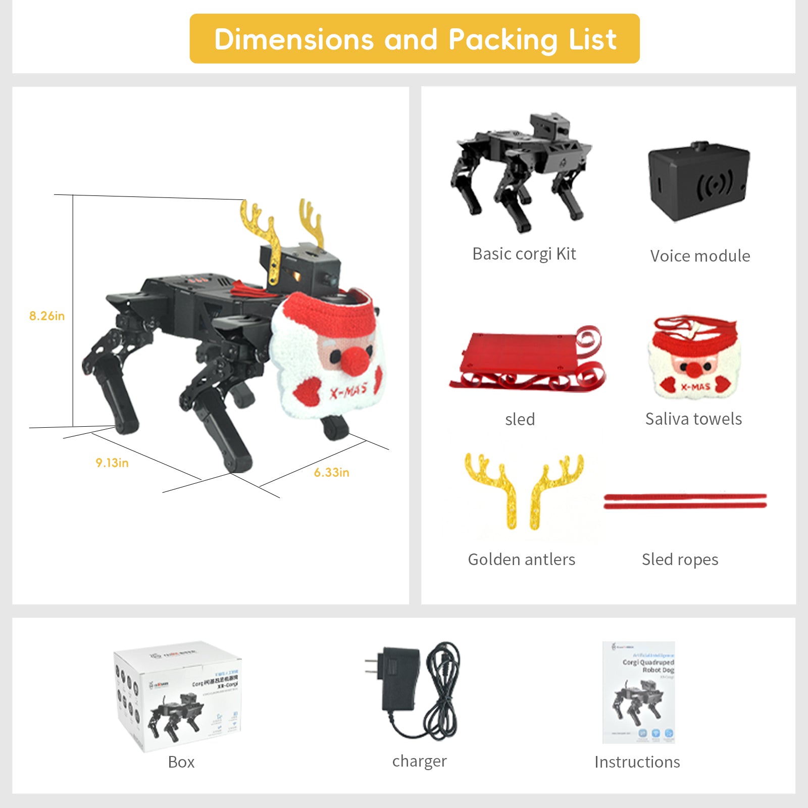 Smart Robot Dog Kit, Voice & App Control, Programmable, Open Source Coding, STEM Educational Project, DIY for Teens Adults