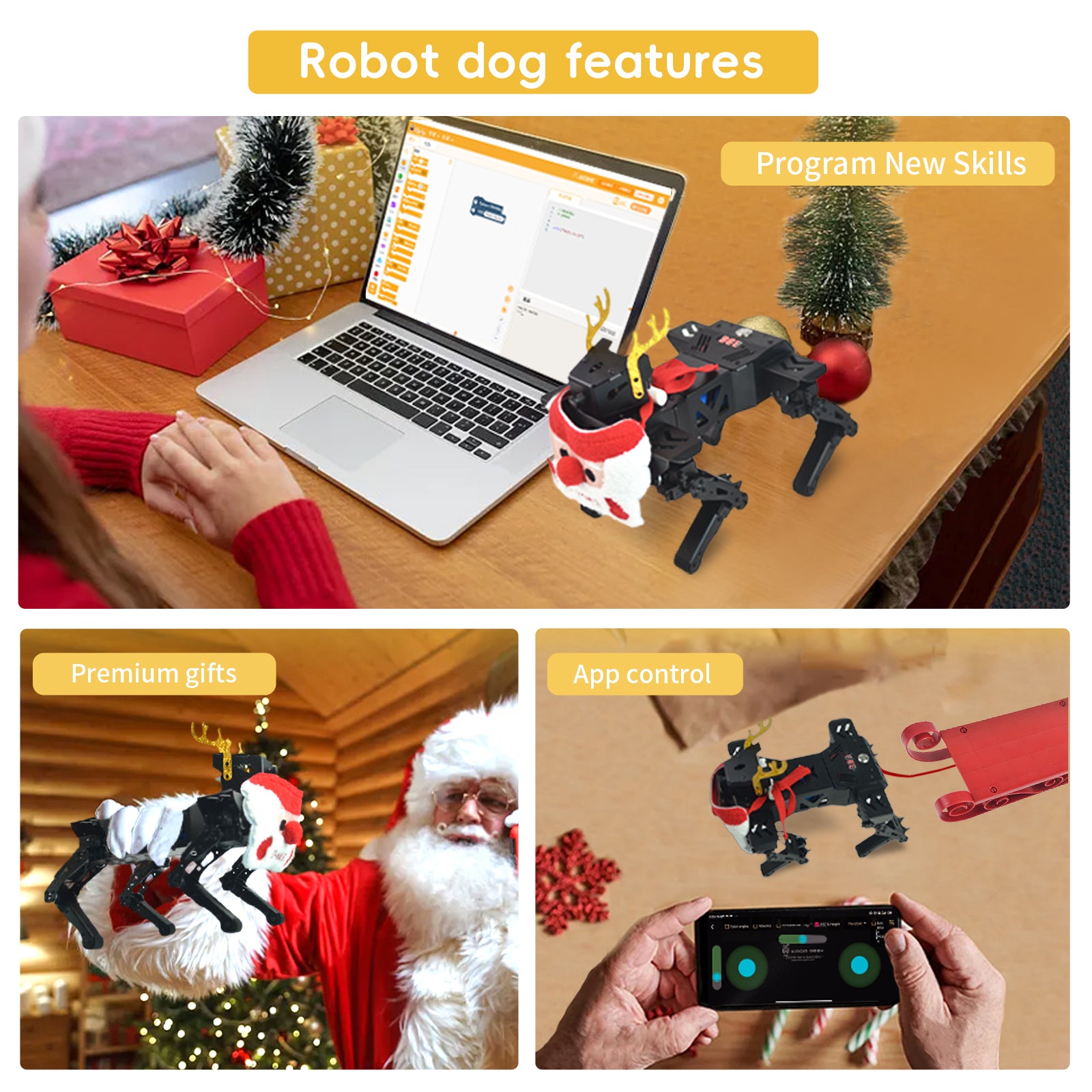 Smart Robot Dog Kit, Voice & App Control, Programmable, Open Source Coding, STEM Educational Project, DIY for Teens Adults