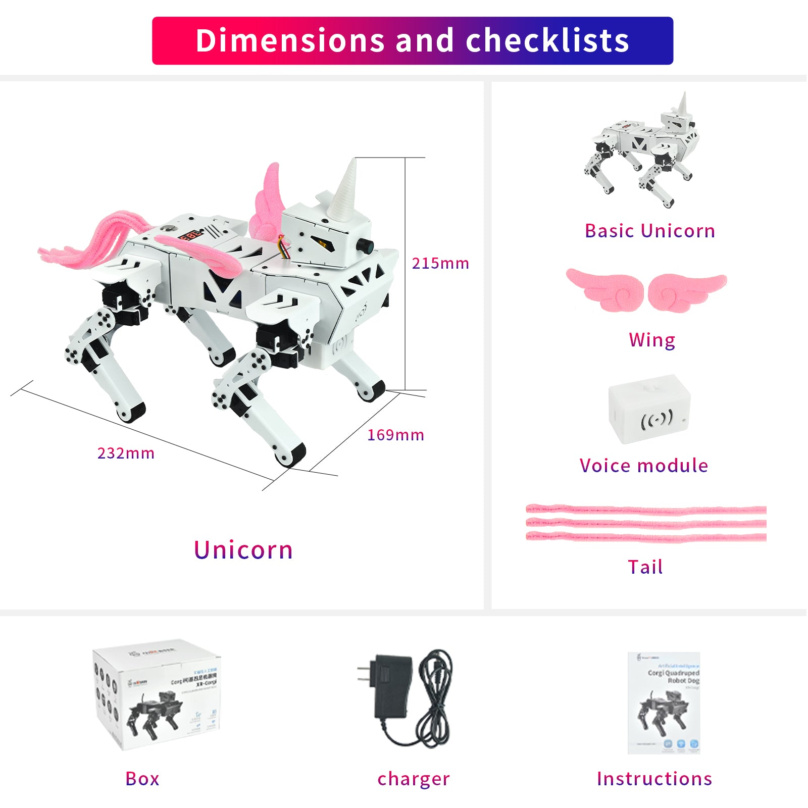 Remote Control Robotics Kit - Unicorn, Voice & APP Control, FPV, 13DOF Programmable Bionic Metal STEM Learning Toy, Open Source ESP32 Educational Project Gift for Teens Students & Adults