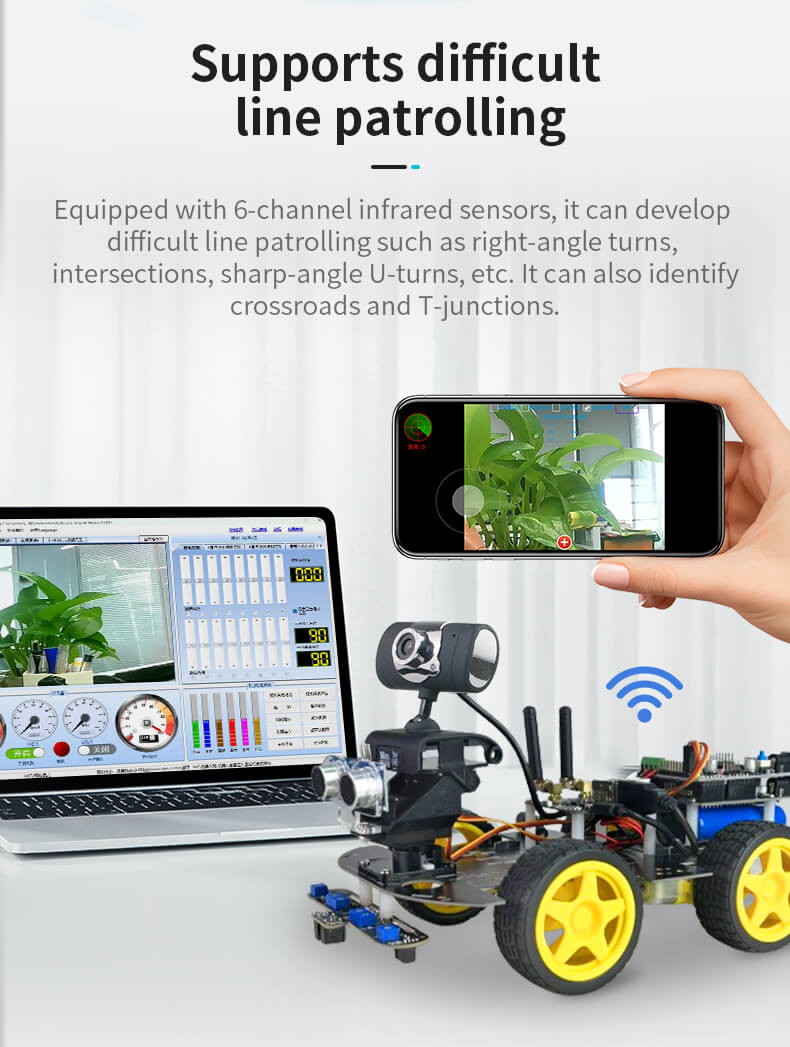 XiaoR GEEK Arduino UNO R3 Video Wireless RC Programmable Smart Robot Car support difficult line patrolling