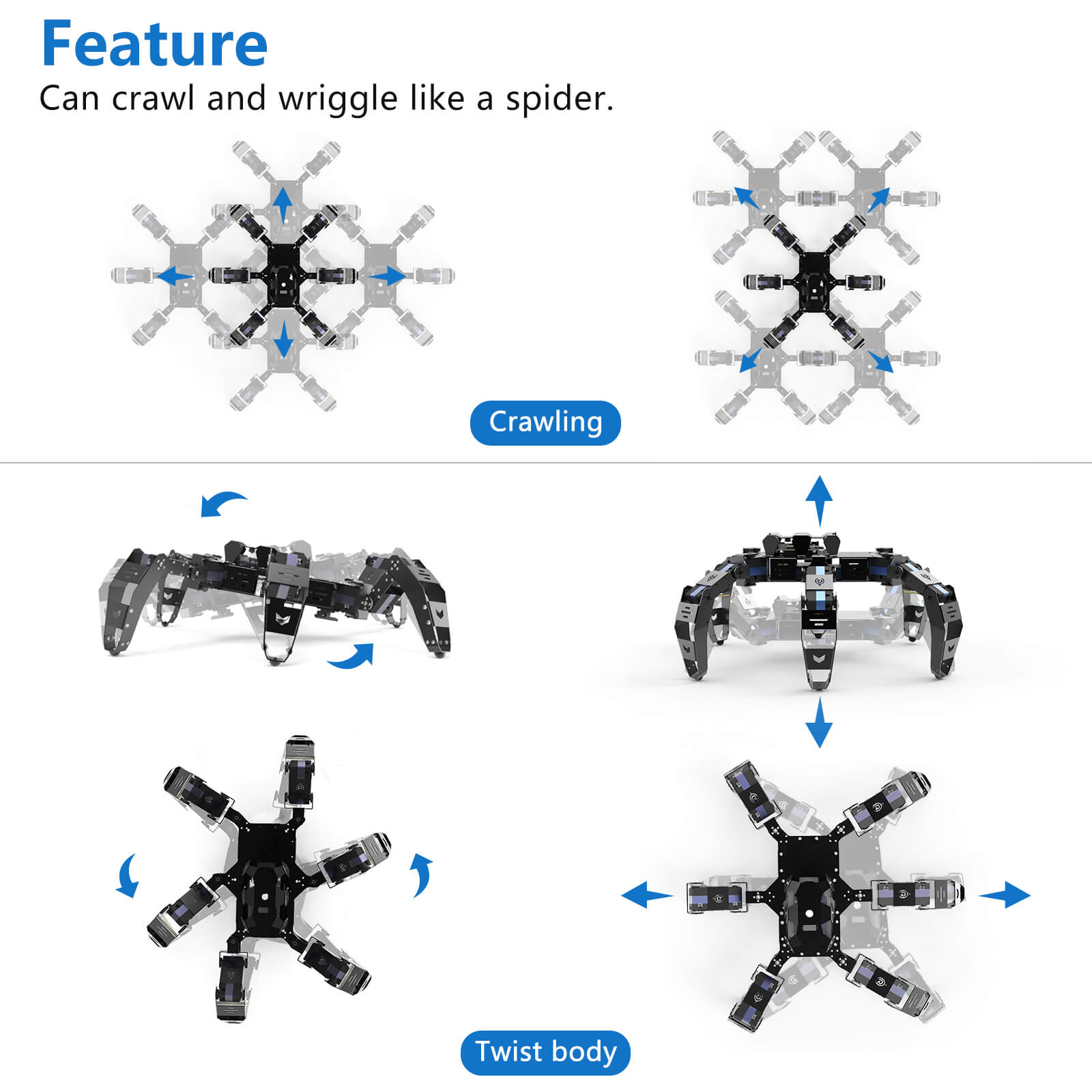 XiaoR GEEK ESP32 Bionic Hexapod Robot STEM Bildungswissenschaft programmierbare KI-Entwicklungskits für intelligente Roboter