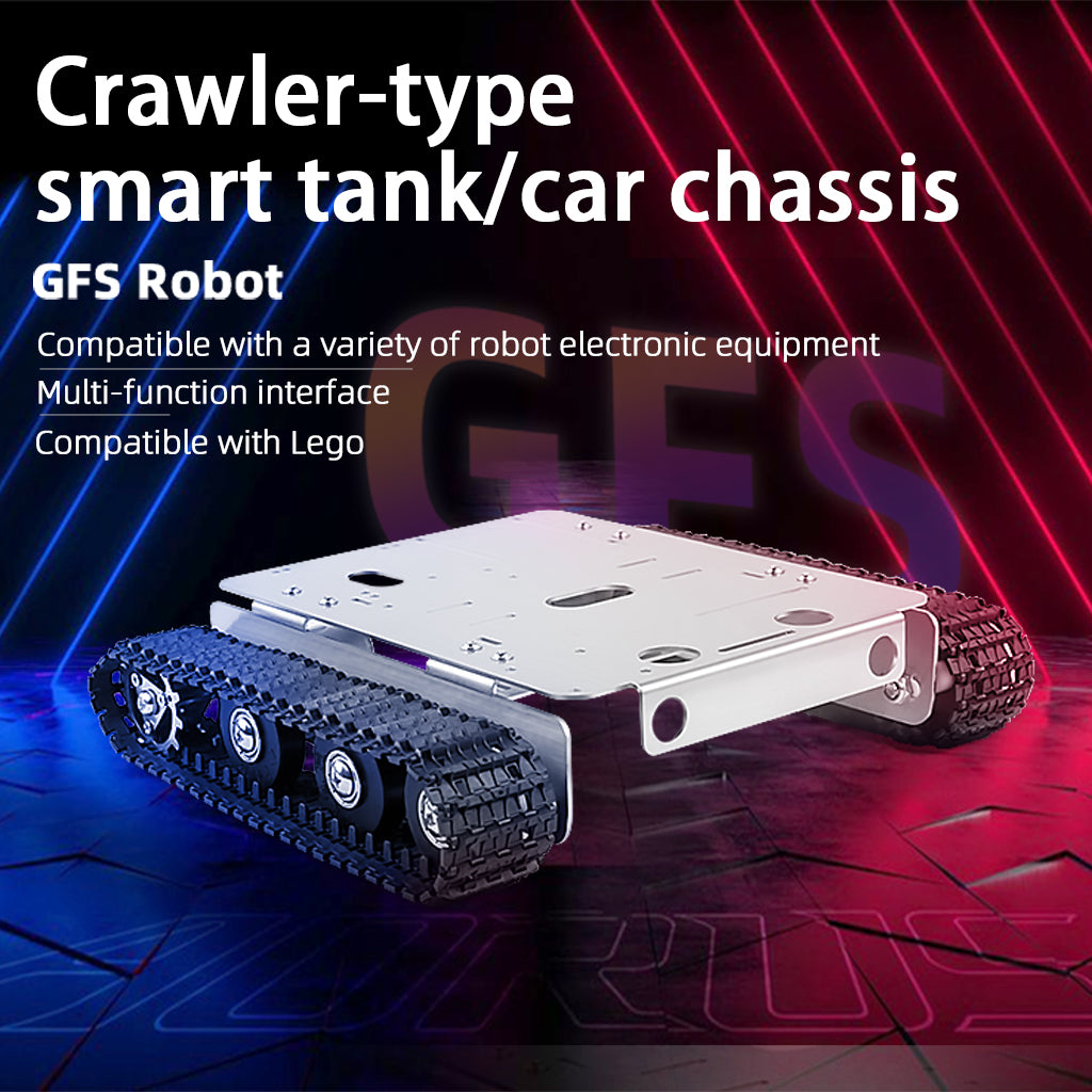 Tracked Robot Chassis Smart Car Platform Stainless steel Chassis with Dual DC 12V Motor for Arduino/ Raspberry Pi