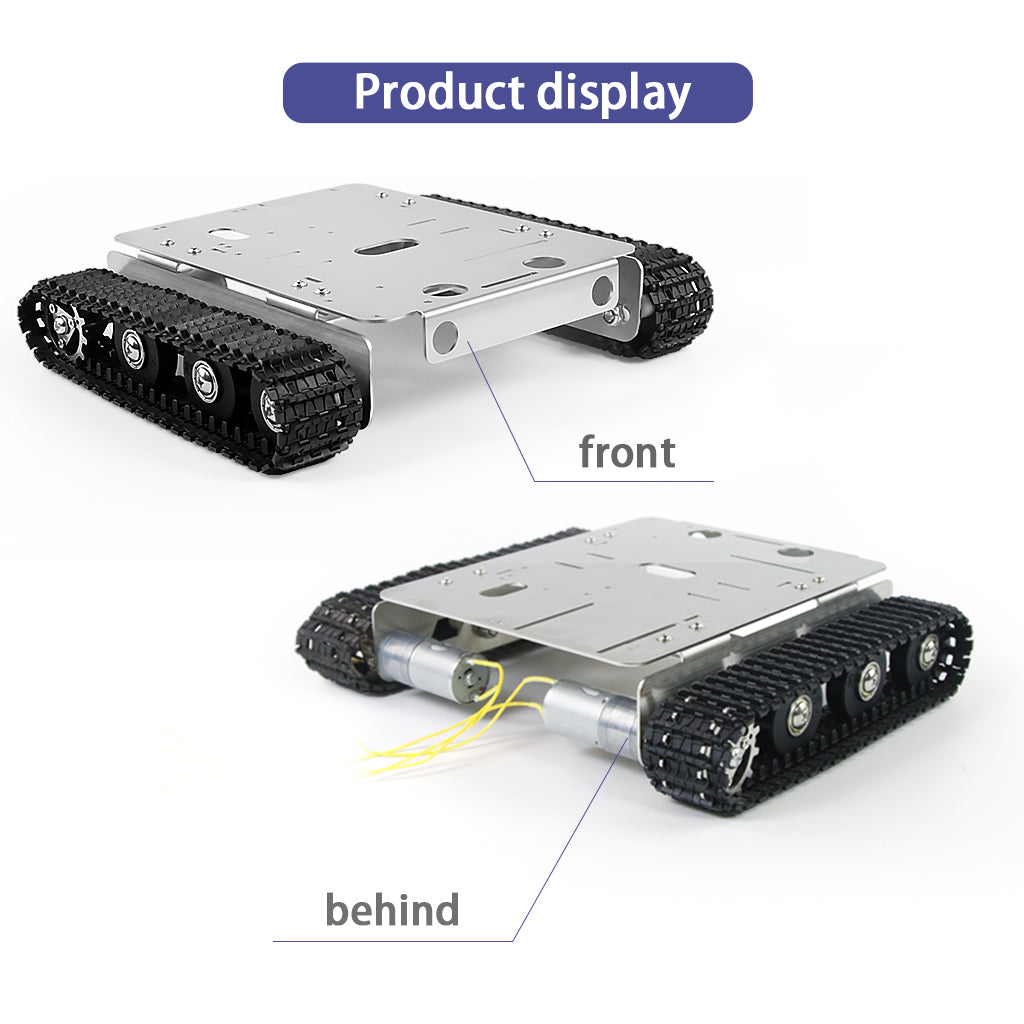 Tracked Robot Chassis Smart Car Platform Stainless steel Chassis with Dual DC 12V Motor for Arduino/ Raspberry Pi