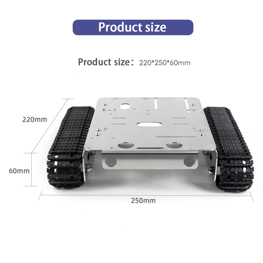 Tracked Robot Chassis Smart Car Platform Stainless steel Chassis with Dual DC 12V Motor for Arduino/ Raspberry Pi