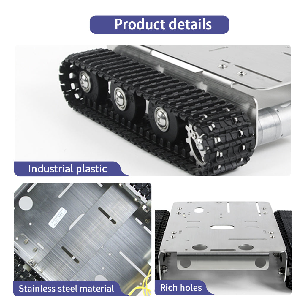 Tracked Robot Chassis Smart Car Platform Stainless steel Chassis with Dual DC 12V Motor for Arduino/ Raspberry Pi