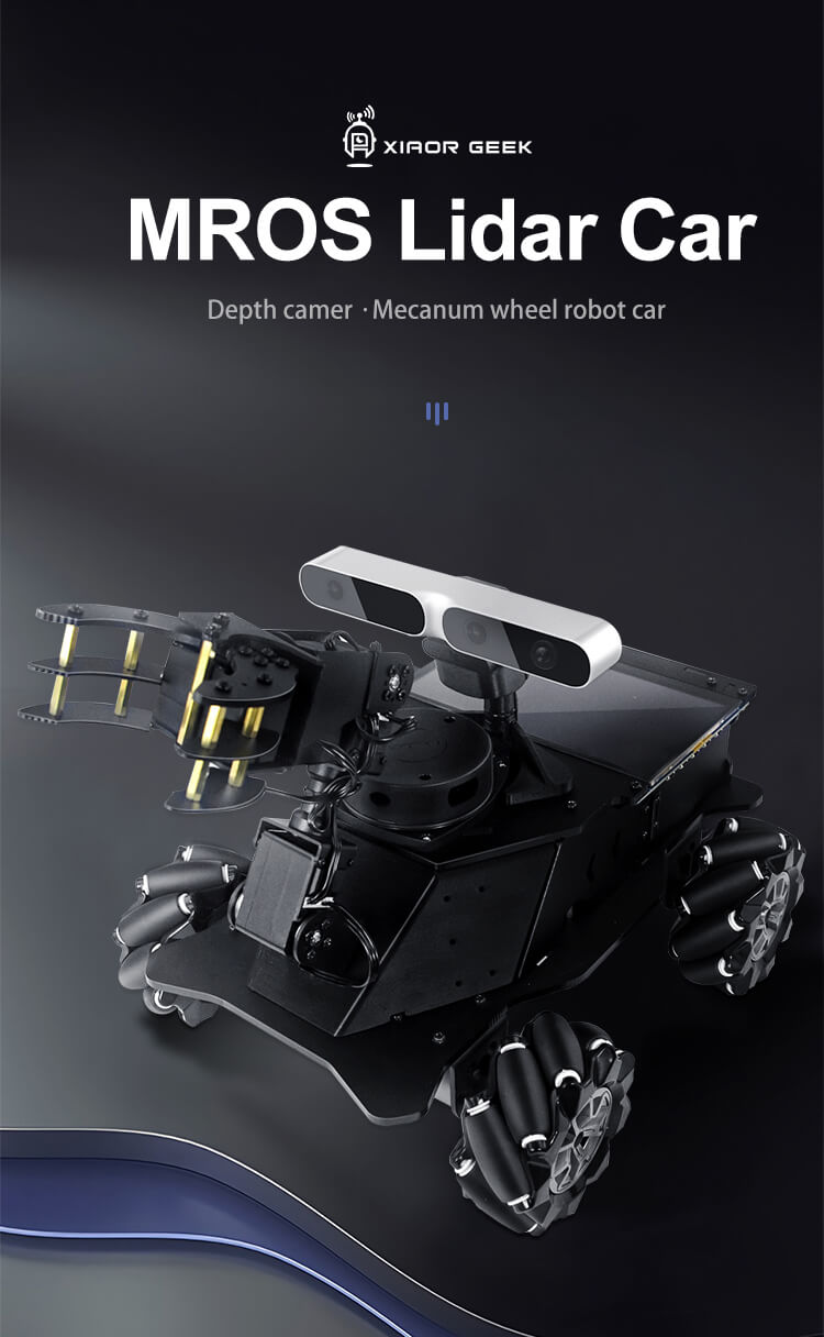 XiaoR GEEK MROS Lidar Depth Camera Mecanum Wheel AI Robot Car With Robotic Arm