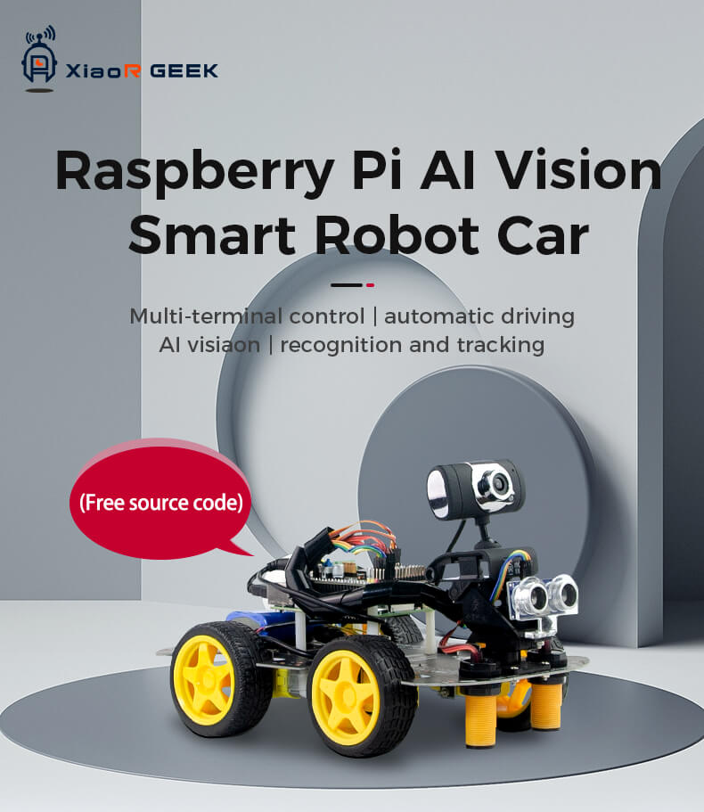 XiaoR GEEK Raspberry Pi 4B4G AI vision DS smart programmable Robot Car Kit