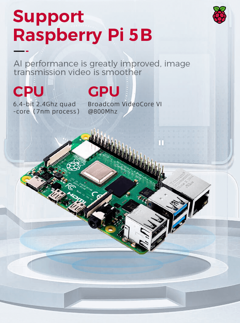 XiaoR GEEK Raspberry Pi 4B4G AI Vision DS Smart programmierbares Roboterauto-Kit