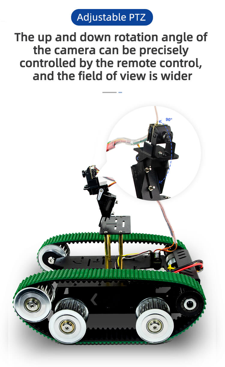  video wireless inspection rc smart robot car adjustable PTZ