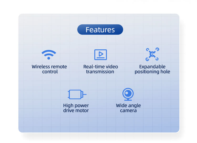 the feature of the video wireless inspection smart robot tank