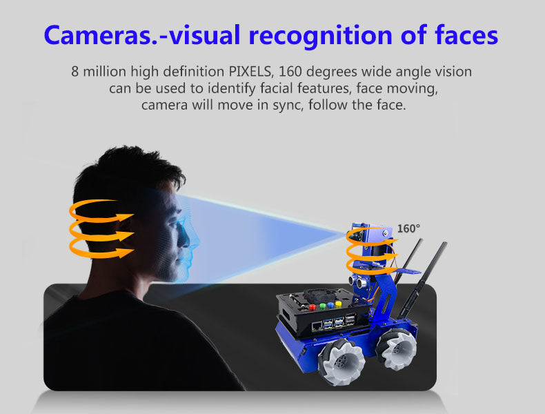 Jet2.0 programmable AI robot car with Jetson nano visual recognition face