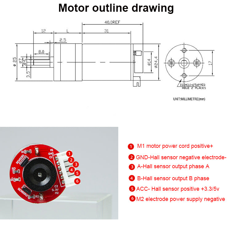 Parameter of XR25-370 AB dual-phase geared motor with Hall code
