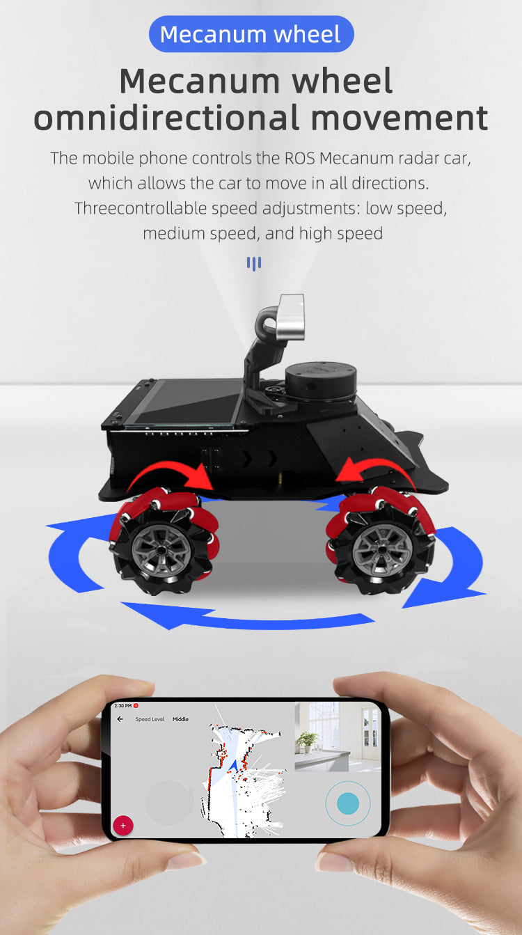 mecanum wheel lidar smart robot car can omnidirectioonal movement